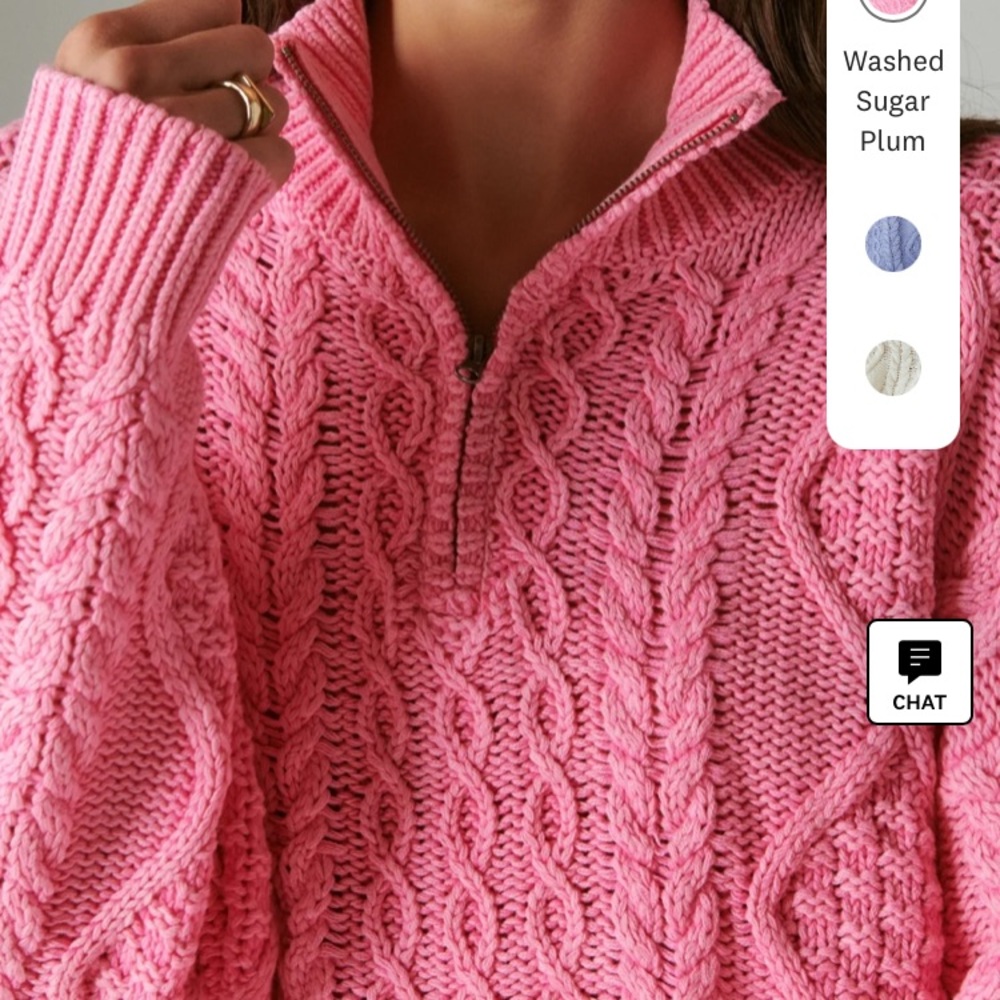 Lucky Brand Pink Cowl Neck Sweater with Cable Knit Design